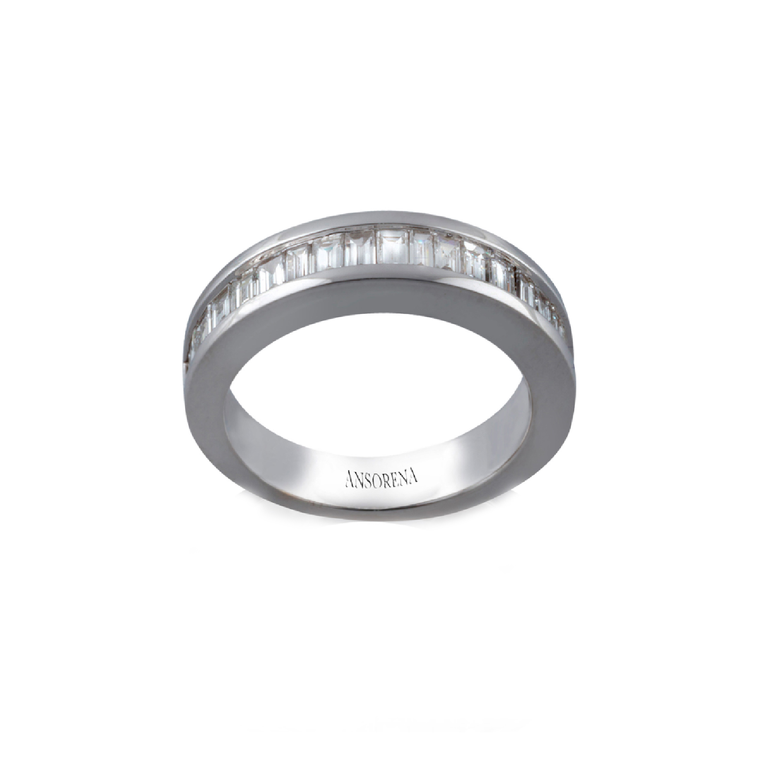 Vertical baguette wedding ring