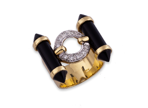 ARS onyx and diamond ring