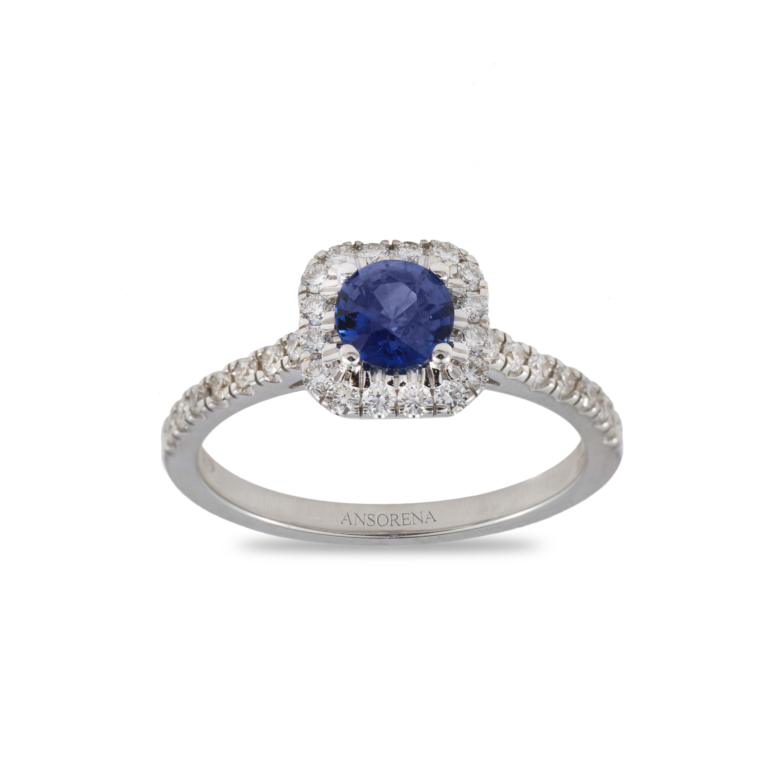 Square ring with sapphire