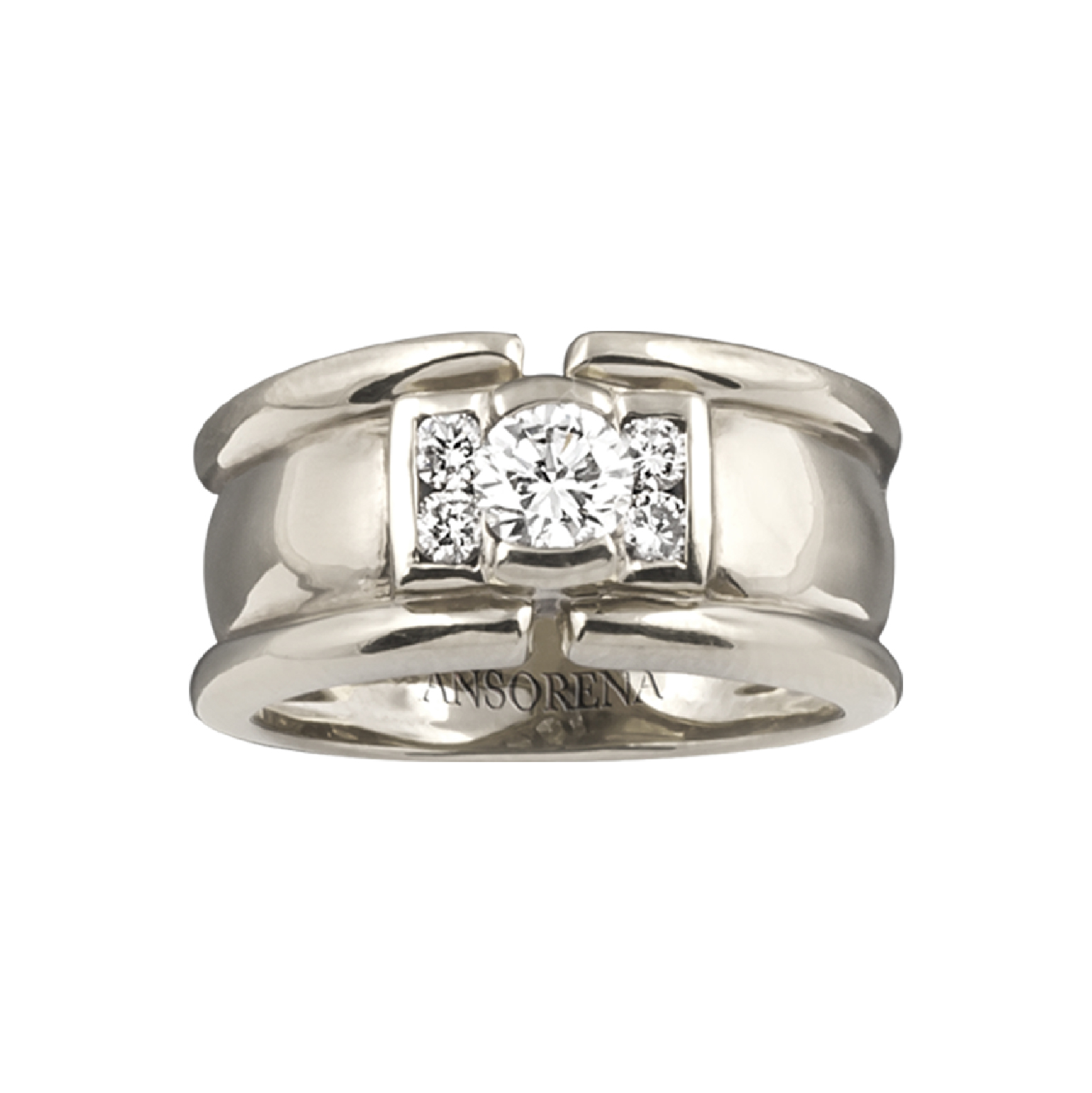 White gold band solitaire