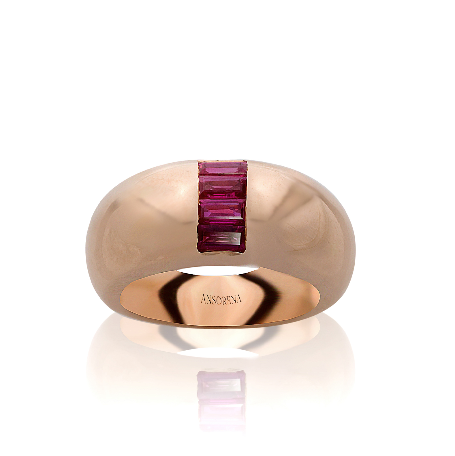 Gold and ruby ​​bombé ring
