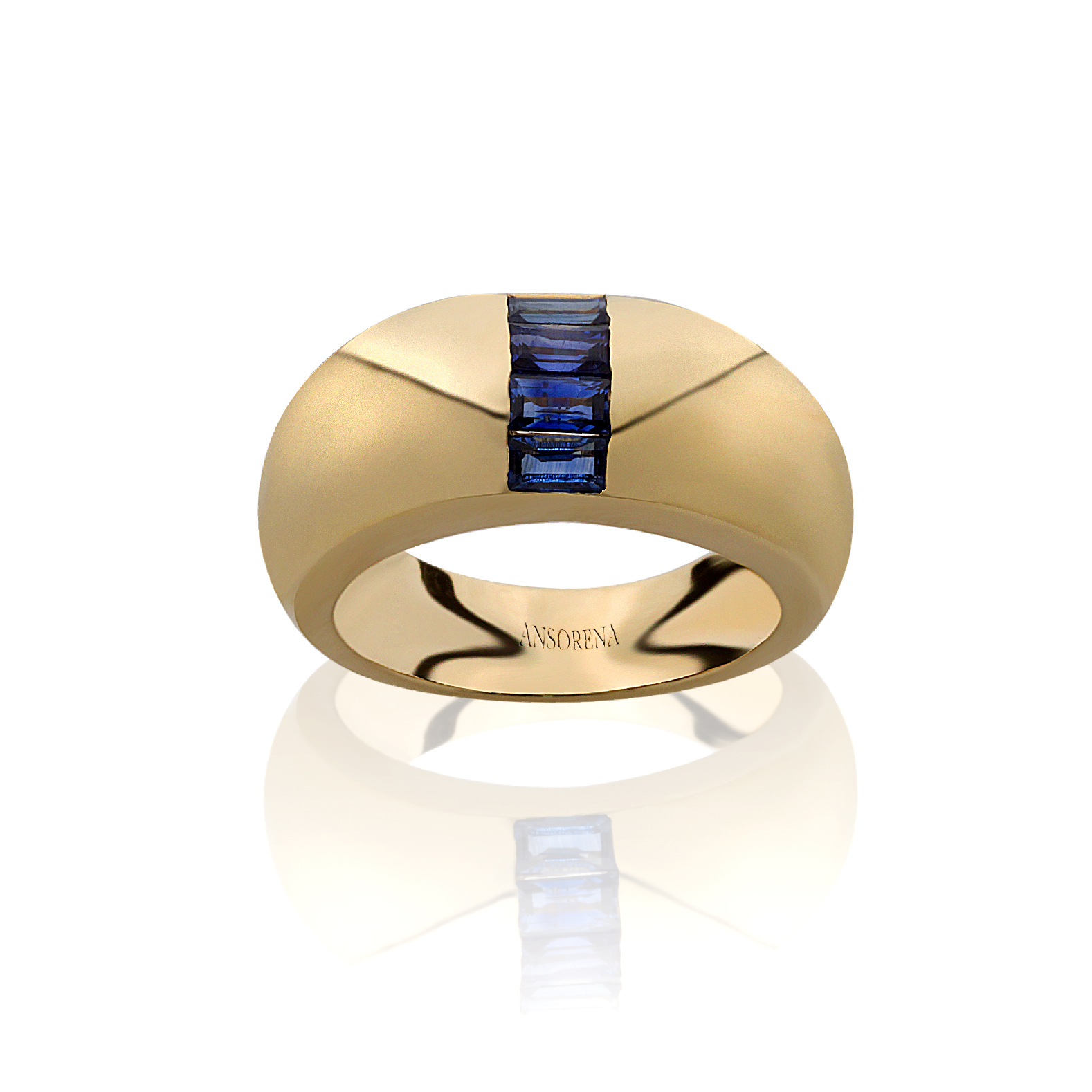 Gold and sapphire bombé ring