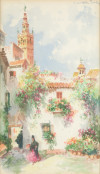 FRANCISCO CANDELA S. XIX, "Vistas de Sevilla", Pareja de ac