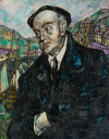 JULIÁN NADAL S.XX, "Retrato de Pío Baroja", Técnica mixta s