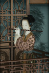 ESCUELA CHINA, “Pareja Geishas en paisajes”, Pareja de ól