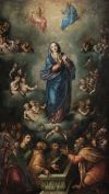 ESCUELA ITALIANA, "Asunción de la Virgen", Óleo sobre tabla