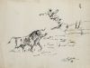 ESCUELA ESPAÑOLA, "Lances taurinos", 1970, Pareja de tinta