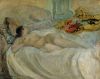 HENRI LEBASQUE, "Desnudo femenino con almohada amarilla", c