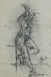 ESCUELA ESPAÑOLA, "Desnudos", Pareja de grafitos sobre pap