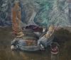 JOSÉ MARIA FRANCO, "Corcheros", 1975, Óleo sobre tabla