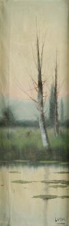 LUQUE , "Pareja de paisajes", Dos óleos sobre lienzo