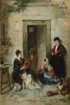 FRANCISCO DÍAZ CARREÑO, "La serenata", Óleo sobre lienzo.