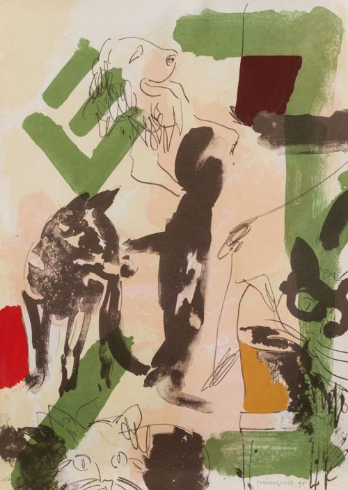 JOSEP  GUINOVART, "Animales de compañía", 1995, Litografía