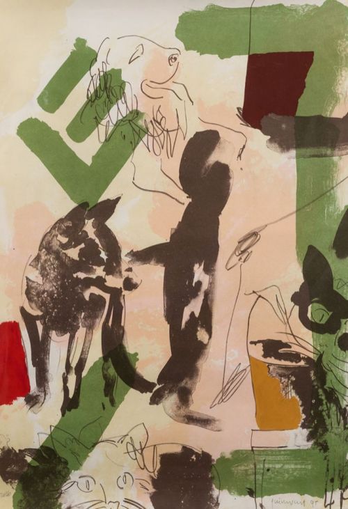 JOSEP  GUINOVART, "Animales de compañía", 1995, Litografía