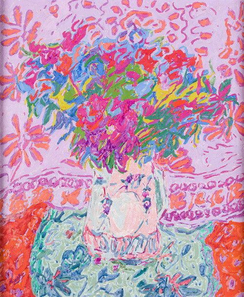 ANA DE  GRACIA HERRANZ (NINOSKA), "Bodegón de flores rosa",