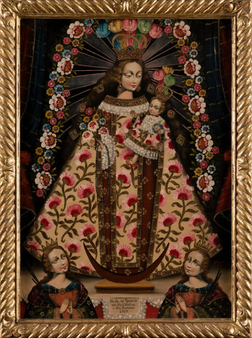 ANÓNIMO S.XX, "Virgen del Rosario con Santa Catalina y Sant
