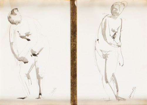 CRISTINO MALLO, "Estudios femeninos" , Aguada sobre papel