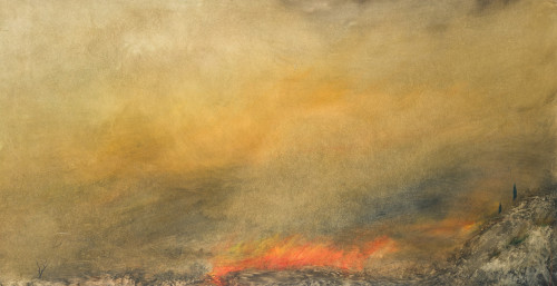 ALFONSO GALVÁN, "Incendio", 1991, Técnica mixta sobre papel