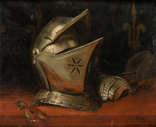 JEAN JACQUES SCHERRER, "Armadura Juana de Arco", Óleo sobre