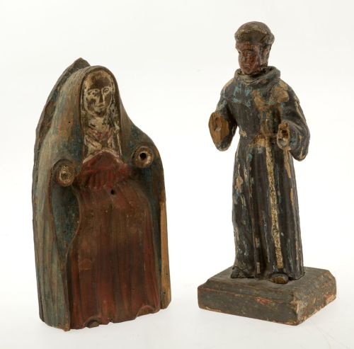 "San Antonio de Padua", escultura colonial en madera 