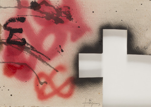 ANTONI TÀPIES, "Paper retallat", 2004, Pintura sobre papel