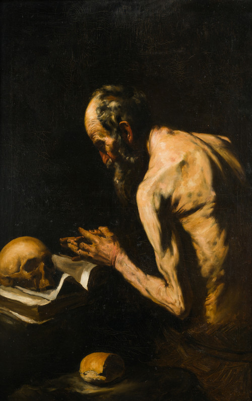  ESCUELA ESPAÑOLA, "San Pablo ermitaño", Óleo sobre lienzo