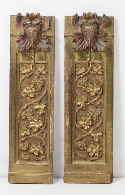 BAJAR PRECIO Pareja de pilastras barrocas S. XVII, en mader