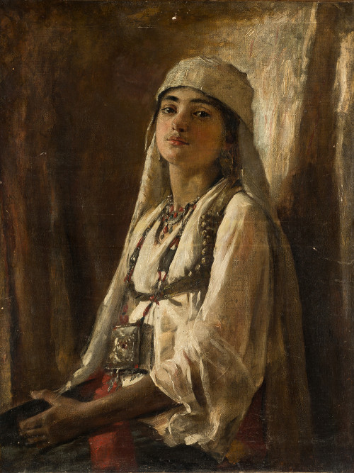 ESCUELA ORIENTALISTA , "Joven" , Óleo sobre lienzo