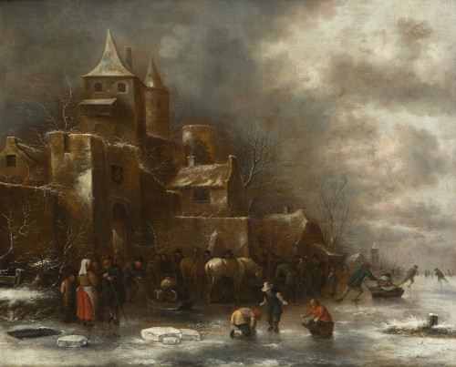KLAES  MOLENAER, "Paisaje invernal", óleo sobre lienzo