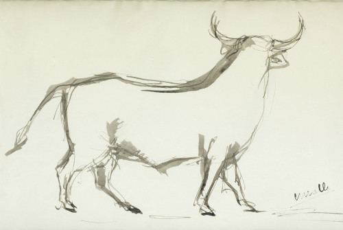 CRISTINO MALLO, "Toro", Tinta sobre papel