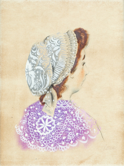 ANTONI CLAVÉ, "Retrato de espaldas", Grafito y acuarela sob