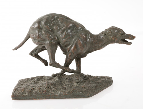 Galgo en metal patinado