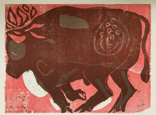 LUIS  SEOANE, "El Toro jubilo", Xilografía sobre papel