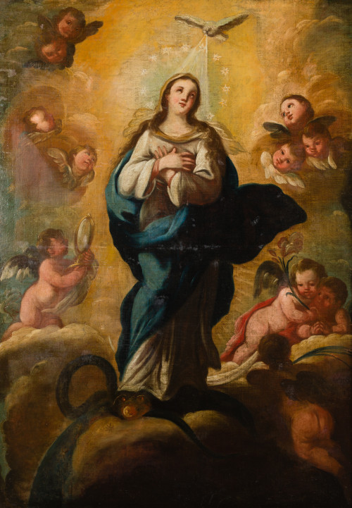 ESCUELA ESPAÑOLA, "Inmaculada Concepción", Óleo sobre lienzo