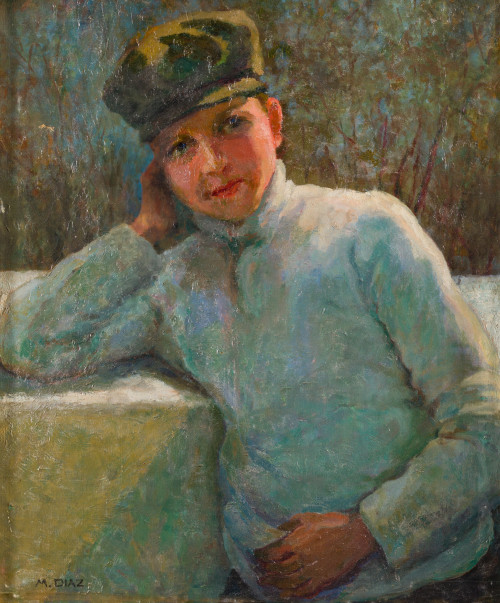 ESCUELA ESPAÑOLA, "Muchacho con gorra", Óleo sobre lienzo