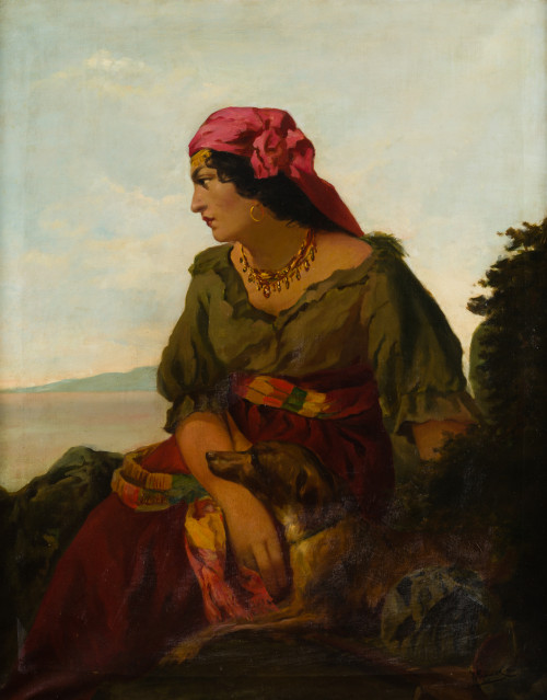 ESCUELA FRANCESA, "La zingara", 1903 , Óleo sobre lienzo.