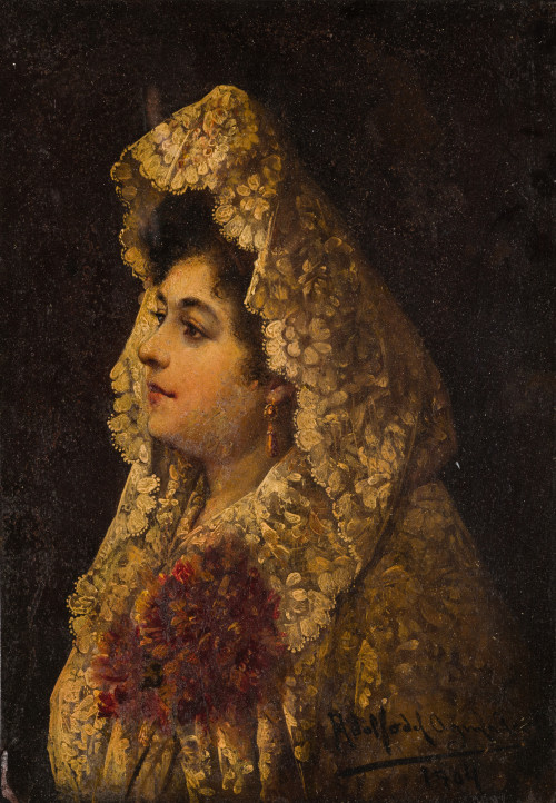 ADOLFO DEL ÁGUILA Y ACOSTA, "Andaluzas con mantilla", 1904,