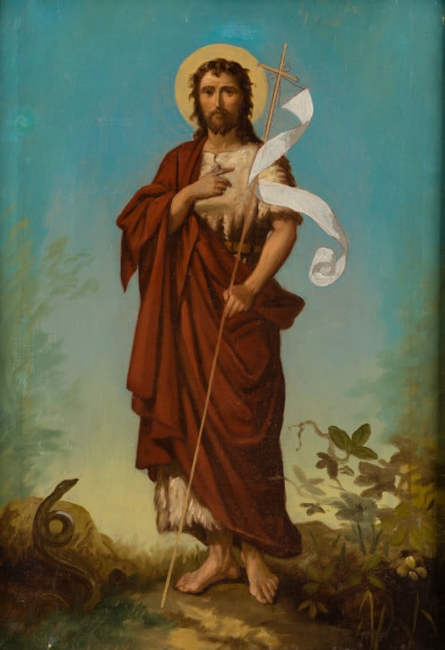 ESCUELA ESPAÑOLA, "San Juan Bautista", Óleo sobre lienzo