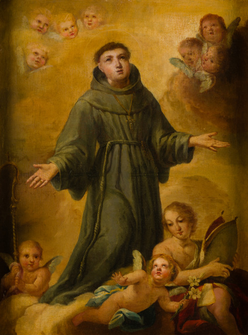 FRAY ANTONIO  DE VILLANUEVA, "San Buenaventura" , Óleo sobr
