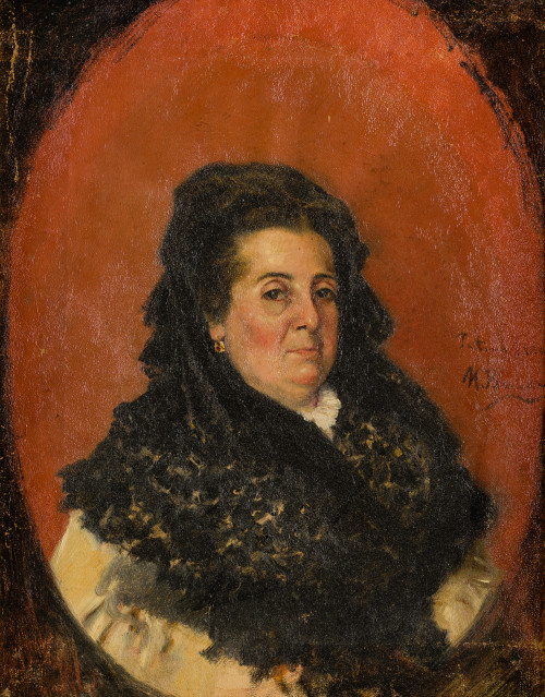 ESCUELA VALENCIANA , "Retrato de señora setabense con manti