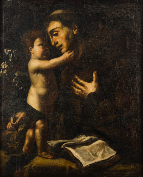 ESCUELA VALENCIANA, "San Antonio de Padua con el Niño", Óle