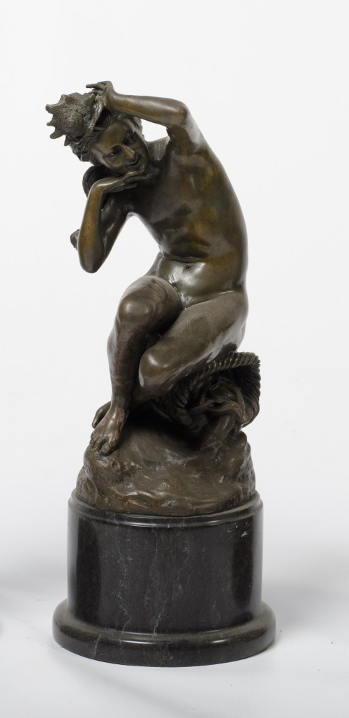 "Alegoría del mar", escultura de bronce patinado, S. XX