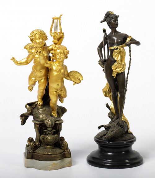 "Diana cazadora" y "Alegoría de las artes", dos esculturas 