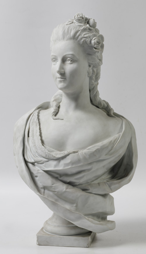 "Madame de Pompadour", busto de biscuit, Francia, S. XX