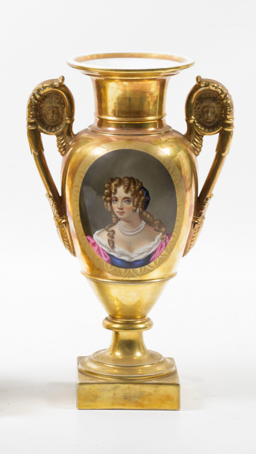 Jarrón de porcelana estilo Imperio, S. XX