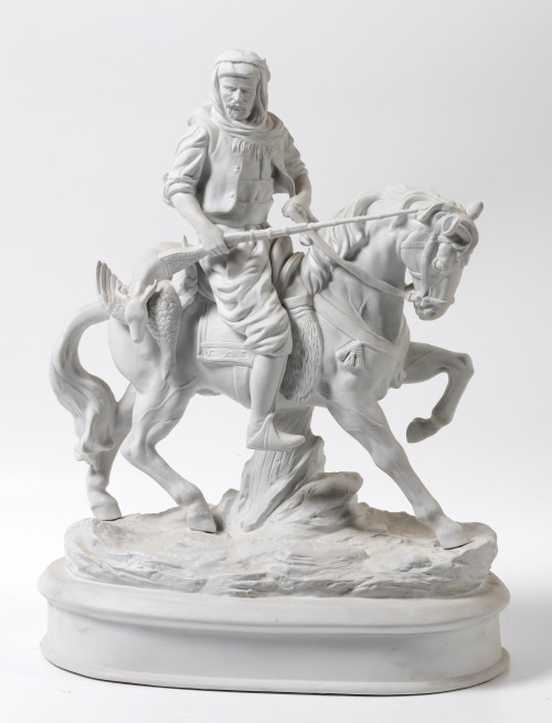 "Cazador árabe a caballo", figura de biscuit, S. XX