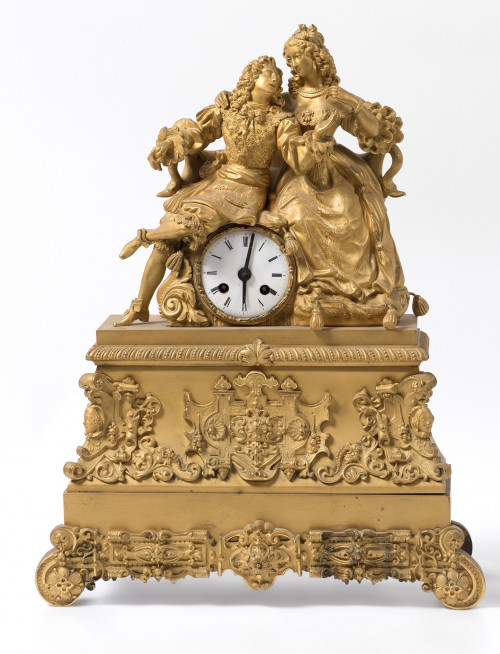 Reloj de mesa de bronce dorado, Napoleón III, Francia, S.XIX