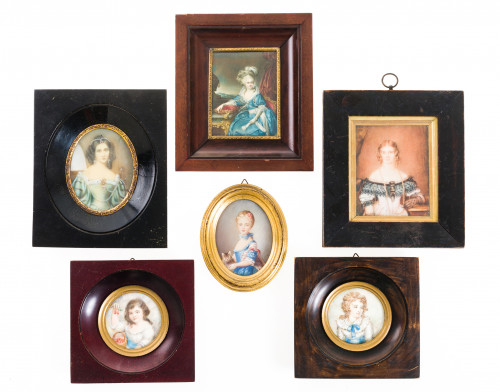 Colección de seis miniaturas siguiendo modelos del siglo XV