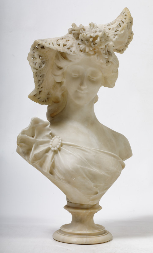 ADOLFO CIPRIANI, "Busto de dama", Mármol tallado