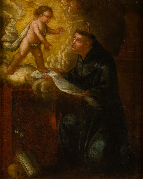 ESCUELA ESPAÑOLA S. XVIII, "Aparición del Niño Jesús a san 